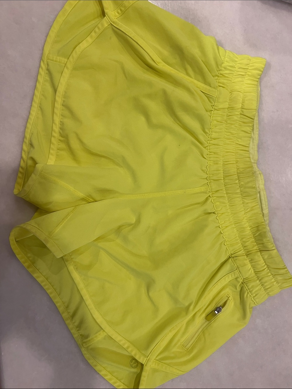 lululemon athletica Neon Yellow Running Shorts with Elastic Waist